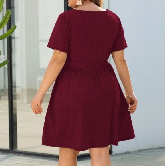 Shein Plus V Neck Button Front Dress - Picture 2 of 7